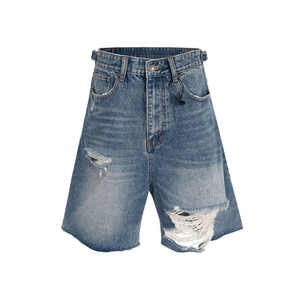 Vente en gros Short baggy en jean de rue principale pour l'été Short en jean avec logo personnalisé de qualité supérieure pour hommes de couleur unie - Product Image 6