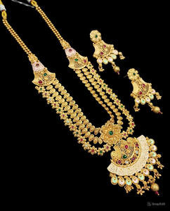 ENSEMBLE DE BIJOUX INDIENS TRADITIONNELS ET À LA MODE EN CUIVRE ENSEMBLE DE BIJOUX DE MARIAGE POUR FEMMES BOUCLES D'OREILLES ET COLLIER - Product Image 1