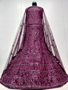 ชุดเลเฮนกาโชลีผ้าตาข่ายปักเลื่อมแบบโมเดิร์น พร้อมผ้าคลุมไหล่แบบเต็มขอบยาว 3 เมตร ทรงพลิ้วไหว เหมาะสำหรับงานปาร์ตี้ฤดูร้อน/ฤดูหนาว - Product Image 4