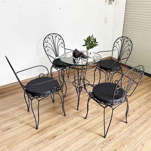 Ensemble de table et 4 chaises d'extérieur CBCF218, style traditionnel-moderne, en aluminium moulé avec motif en fer forgé, ensemble de jardin durable - Product Image 4