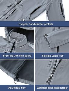 Deportes al aire libre Transpirable Hombres Forro polar Softshell Chaqueta Invierno Abrigo repelente al agua con capucha extraíble Chaqueta para hombre - Product Image 6