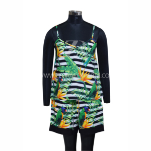 Femmes imprimé fleuri coton imprimé sangle haut Shorts Camisole tissé vêtements quotidiens maison vêtements de nuit pour adultes saison de printemps - Product Image 4