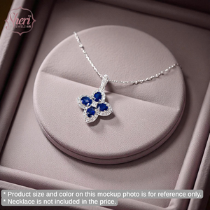 Sheri Đồ Trang Sức Của Phụ Nữ 18K Rắn Vàng Trắng Lãng Mạn Tự Nhiên Màu Xanh Sapphire Kim Cương F-G Màu Sắc SI1-2 Rõ Ràng Mặt Dây Chuyền - Product Image 3