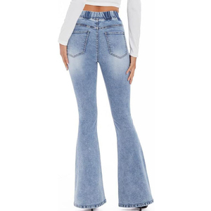 Wholesale Premium Quality Lightweight Breathable Denim Pants <b>Women</b> Custom Logo Ladies <b>Elastic</b> Stretch Solid Plus Size Casual - Product Image 4