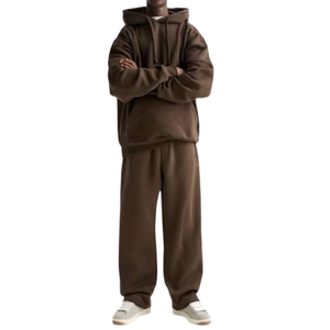 Survêtement tricoté à la mode polaire d'hiver personnalisé Vêtements de rue Ensemble de 2 pièces surdimensionné Ensemble de sweats à capuche et de pantalons de survêtement unisexes vierges - Product Image 1