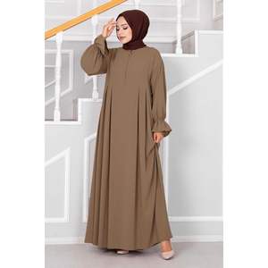 ชุดเดรสฮิญาบแบบมีซิปครึ่งตัวอูฐสำหรับเด็กผู้ชายและเด็กผู้หญิงชุดผ้าไหมสไตล์ชาติพันธุ์เรียบง่ายชุดอาบายาฟรีไซส์ XS - Product Image 3