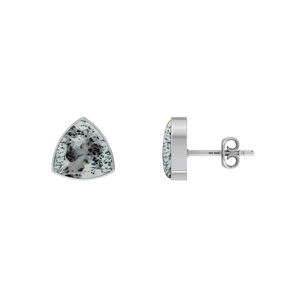 925 Sterling <b>Silver</b> <b>Stud</b> <b>Earrings</b> Dendritic Opal Bullet Trillion Bezel Setting Trendy Handmade Fashion Jewelry Party Gift Pack 3 - Product Image 4