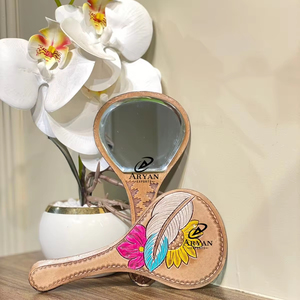 New Engraved <b>Tooled</b> <b>Leather</b> Handheld Mirror Western Genuine <b>Leather</b> Makeup Hand Mirror Personalized Vintage Mirror Gift for Her - Product Image 1