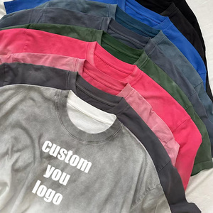 เสื้อยืดโอเวอร์ไซส์ผ้าคอตตอนหนานุ่มทรงหลวมไหล่ตกสำหรับผู้ชายสไตล์วินเทจสำหรับฤดูร้อน - Product Image 2