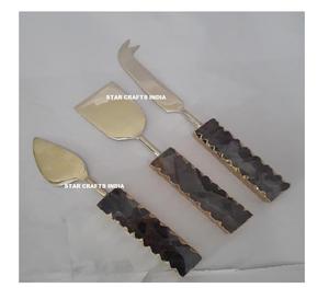 Stainless Steel Cutlery Set With Wood and Resin Handles Bastes Quality Gold Color Flatware Set for Top Selling - Product Image 1