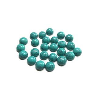Turquoise synthétique 10mm 11mm Cabochon à dos plat certifié IGI pierres précieuses semi-précieuses en vrac calibrées prix de gros - Product Image 5