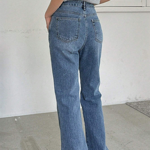 Logo personnalisé femmes couleur unie et taille haute jean évasé Denim femmes pantalons pour dames jeans pour femmes - Product Image 3