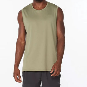 Camiseta sin mangas de ajuste definido para hombre con tela atlética que absorbe la humedad y estilo urbano para verano o ropa de gimnasio - Product Image 2