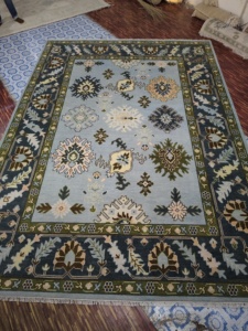 พรม oushak พรมสี่เหลี่ยมผืนผ้าถักด้วยมือจากนิวซีแลนด์ผ้าฝ้ายแอบสแตรกตกแต่งพื้นพื้นที่ขนาดใหญ่สำหรับห้องนั่งเล่น - Product Image 2