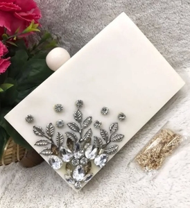 Faizacraft Sac à main et pochette en résine bohème pour femme incrustés de pierres et de chaînes Fermeture à glissière étanche - Product Image 1