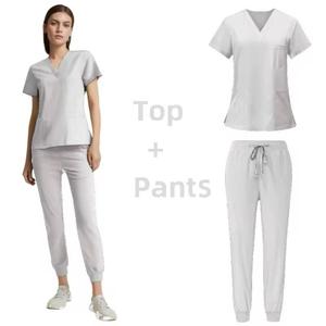 Women's Medical <b>Scrubs</b> Nurse Uniform Top Woven Fabric <b>Scrub</b> <b>Sets</b> for Hospitals OEM Service Available - Product Image 5