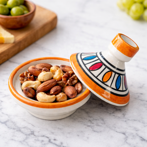 Moroccan Mini Ceramic & Enamel Traditional Handmade Tajine Hand Drawing for Spices Nuts Serving-Art Collectible Gift - Product Image 5