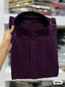 Vestido elegante de aspecto precioso Venta caliente Hermosa 14 kg Pesado Rayón Kurta Con Chikan Trabajo Compras en línea India para la venta - Product Image 6