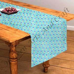 Handmade Modern Beautiful Floral Printed Cotton <b>Table</b> <b>Cover</b> Hand Block Printed <b>Table</b> <b>Cloth</b> Runner For Home Use For New Year's - Product Image 4