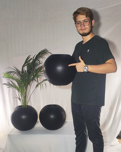 กระถางปลูกต้นไม้ไฟเบอร์กลาสทรงกลมที่ทันสมัยสำหรับใช้ในบ้านนอกบ้านสวนเรือนเพาะชำ - Product Image 6