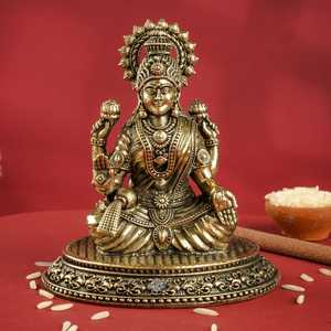 Murti de Latón Puro Laxmi Ji de 9 cm, Murti de Latón para la Riqueza y la Prosperidad - Product Image 1