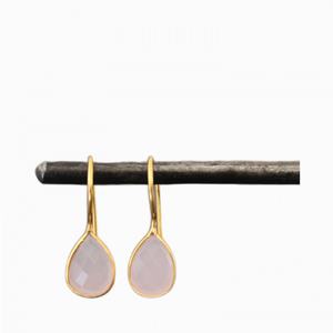 Exclusive 925 Sterling Silver Pink Rose Jewelry Gold-Plated Pear Shape Gemstone Earrings With <b>Diamond</b> for <b>Wedding</b> or Gift - Product Image 1