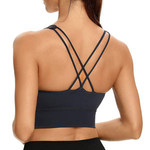 Soutien-gorge de sport court avec logo personnalisé de haute qualité pour dames une épaule séchage rapide respirant réversible Gym Yoga entraînement grande taille - Product Image 3