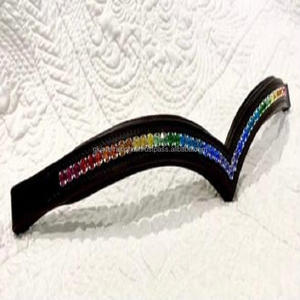 Classique 1 rangée multicolore Diamante métal chaîne cristaux Bling incrusté vide canal rembourré cuir cheval front bande pour bride - Product Image 2