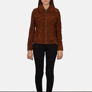 Chaqueta Casual de Cuero Genuino con Cremalleras Delanteras, Diseño Texturizado, Costuras en Paneles, Acolchada, Transpirable, Chaqueta de Otoño con Forro de Nailon - Product Image 1