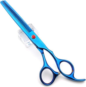 7.0in Titanium Blue Professional Pet Grooming <b>Scissors</b> Set 4pcs 440c Straight Thinning <b>Curved</b> <b>Scissors</b> for Dog Grooming - Product Image 6