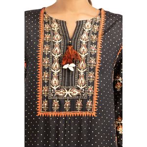 Traje de Satén IUSTKSD-785 de 3 Piezas con Estampado de Laca de Seda Cruda y Adornos Hechos a Mano - Product Image 3