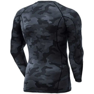 MMA Rash Guard Camisa de compresión de manga completa para hombre Patrón de camuflaje sublimado UPF50 + Transpirable BJJ Rash Logotipo personalizable - Product Image 2