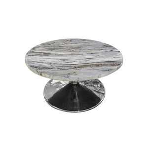 Soporte de pastel de metal con parte superior de mármol natural contemporáneo con diseño de arrebatamiento Centro de mesa de boda y servidor de pastel decorativo - Product Image 1