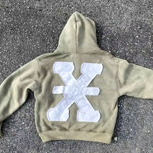 Wholesale Price Distressed Embroidery Hoodies <b>Men</b> Manufacturer Custom High Quality 100% Cotton Winter Hooded Breathable <b>Pullover</b> - Product Image 2