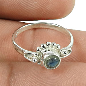 แหวนแลบราโดไรต์สินค้าขายดี925แหวนอัญมณีธรรมชาติแหวนทรงกลมออกแบบตามต้องการ - Product Image 4