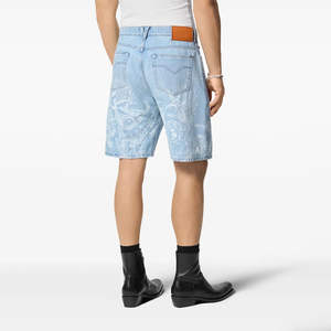 Hot Selling High Street Fashion <b>Elastic</b> <b>Waist</b> <b>Jean</b> Shorts Men Manufacturer Custom logo Fitness Shorts Denim Camo Shorts - Product Image 4