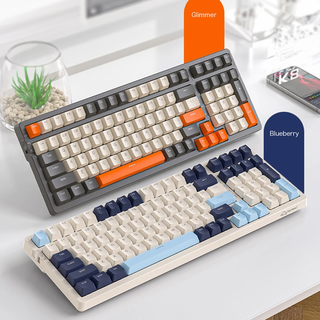 K8 100-Key Mechanical Keyboard Wireless 2.4G Blue Tooth Three-Mode RGB Backlit Wired Customize Hot-Swappable Gaming Keyboard