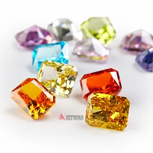 Simulated Diamond Loose 7A High Quality Cubic Zircon Crushed Ice Radiant Cut All Colors Loose Cz 8x10mm Synthetic CZ stone