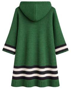 Manufacturer Customized Women Green Hooded Knit Sweater Dress Chunky <b>Crochet</b> Pullover Longline Winter Warm Casual Streetwear <b>Top</b> - Product Image 5