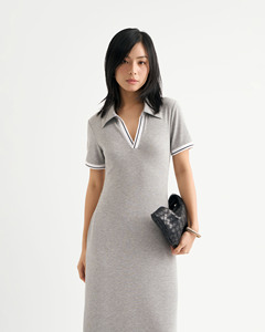 Robe longue droite décontractée de haute qualité pour femmes, col polo ajusté, taille naturelle, en polyviscose et élasthanne, fabrication vietnamienne - Product Image 4