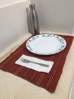 Set de table rectangulaire 100 % coton biologique durable, tissé doux, design personnalisé, lavable en machine, pour usage domestique, brodé