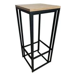 Kit de 2 taburetes de MDF negro de estilo industrial alto y taburetes de metal, muebles de barra, juegos de herramientas de cocina - Product Image 3