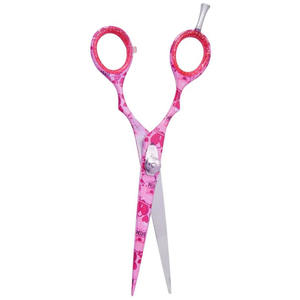 Tijera de peluquero para corte de pelo, recubierta de papel tijera de acero inoxidable de salón, tamaño de 5,5 pulgadas con reposapiés plateado - Product Image 5