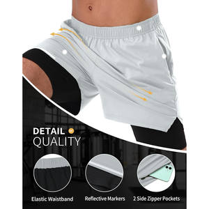 Custom Athletic Mesh <b>Shorts</b> <b>with</b> Compression Liner <b>Phone</b> <b>Pocket</b> Sporty Style for Workout Sports Fitness Gym Running Jogging - Product Image 4
