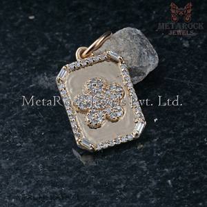 เพชรปูจี้ของแข็ง14พันสีเหลืองทองดอกไม้จี้เครื่องประดับ Banguette ตัดจี้ทองขายส่ง - Product Image 2