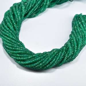 ลูกปัดหินอัญมณีสีเขียวเจียระไนทรงกลมขนาด3.5-5มม. ลูกปัดหินโอนิกซ์แบบหลวมสำหรับทำเครื่องประดับ - Product Image 5