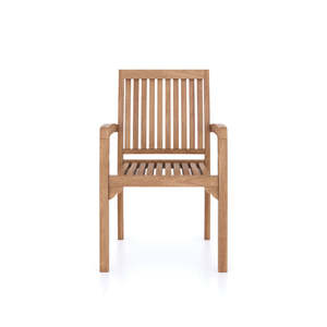 Silla de Patio de Madera de Teca con Reposabrazos, Silla de Comedor Resistente para Exteriores para Proyectos de Hostelería - Product Image 5