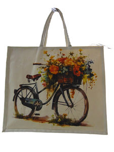 Sac fourre-tout en toile personnalisé avec photo géométrique laminée, motif floral, impression numérique, grande taille, utilisation en extérieur, poignée en coton, fermeture à glissière - Product Image 1