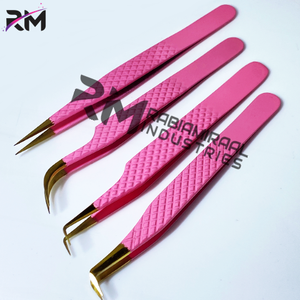 RMI ชุดแหนบต่อขนตาสำหรับต่อขนตาปลายพลาสม่าเคลือบด้วยผงสีชมพูสำหรับเด็กทำจากสเตนเลสสตีล - Product Image 4
