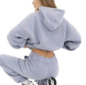 Sudadera Extra Grande para Mujer, 50% Algodón, 50% Poliéster, Color Lila Pálido, Estilo Urbano, Hombros Caídos, Corte Holgado, Moda de Invierno - Product Image 4